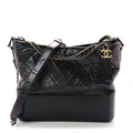 Iridescent Aged Calfskin Quilted Medium Gabrielle Hobo Black