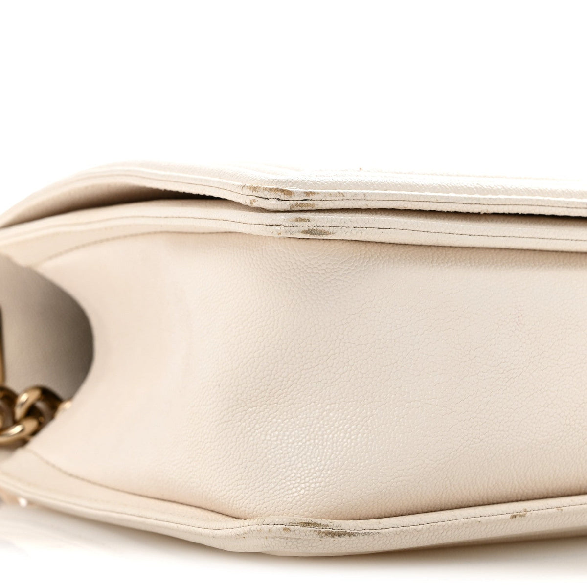 Caviar Quilted New Medium Boy Flap White