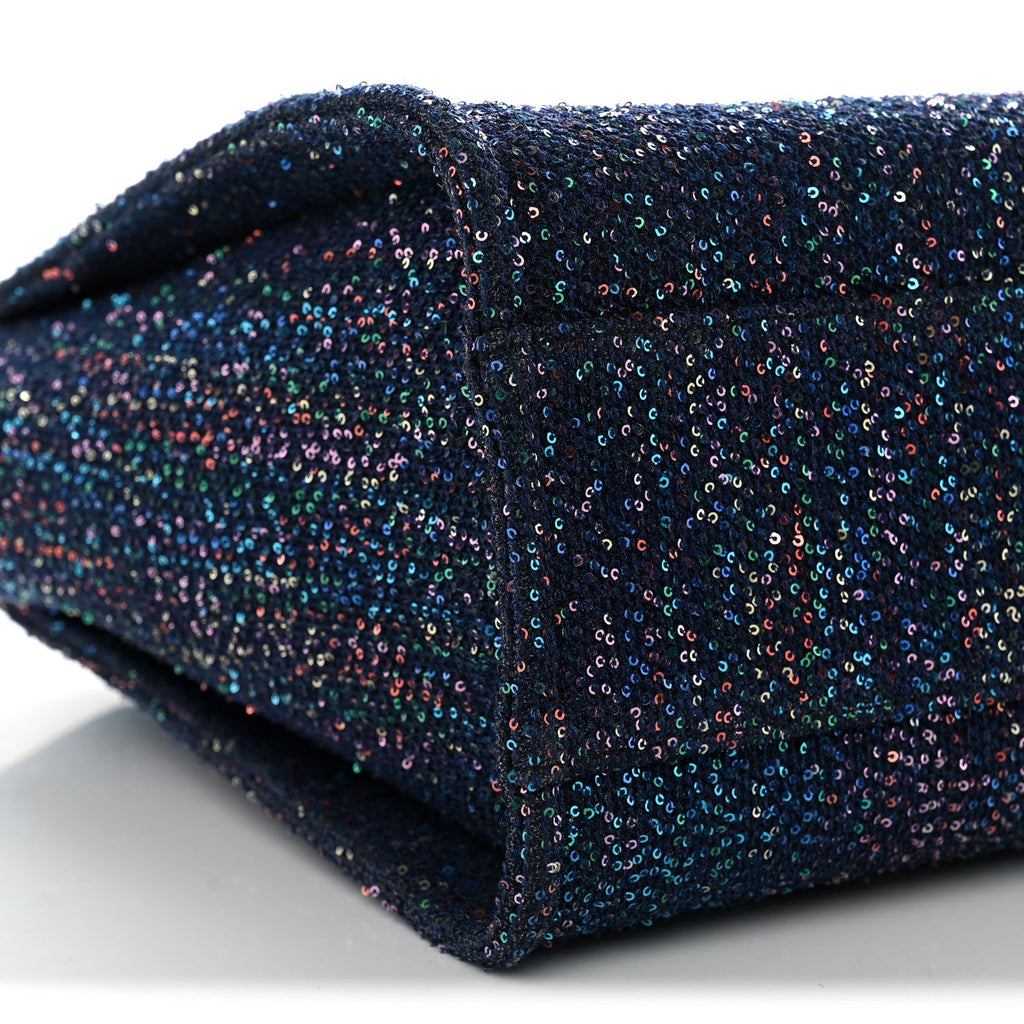 Calfskin Sequin Medium Deauville Tote Blue Multicolor