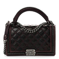 Goatskin Quilted New Medium Boy Handle Flap Burgundy