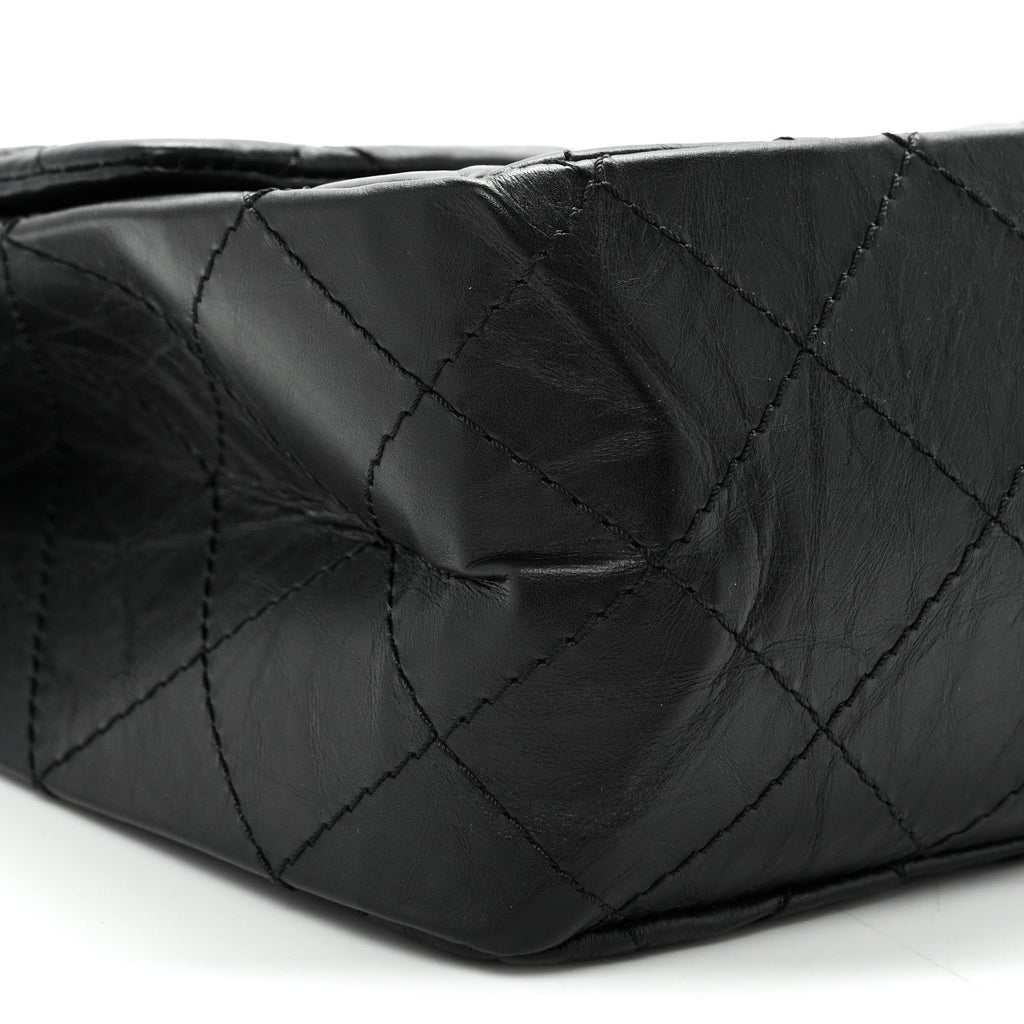 Aged Calfskin Quilted 2.55 Reissue 227 Flap Black