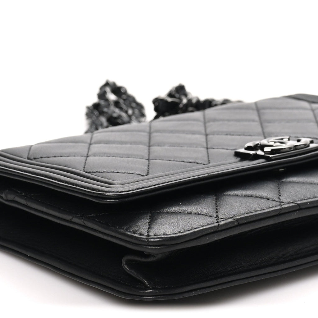 Lambskin Quilted Boy Wallet On Chain WOC So Black