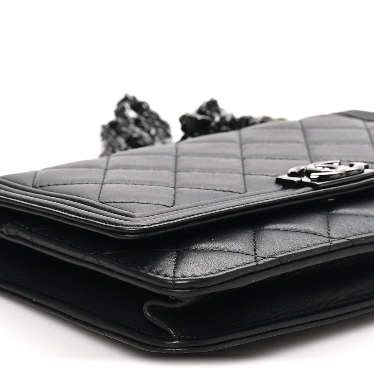 Lambskin Quilted Boy Wallet On Chain WOC So Black