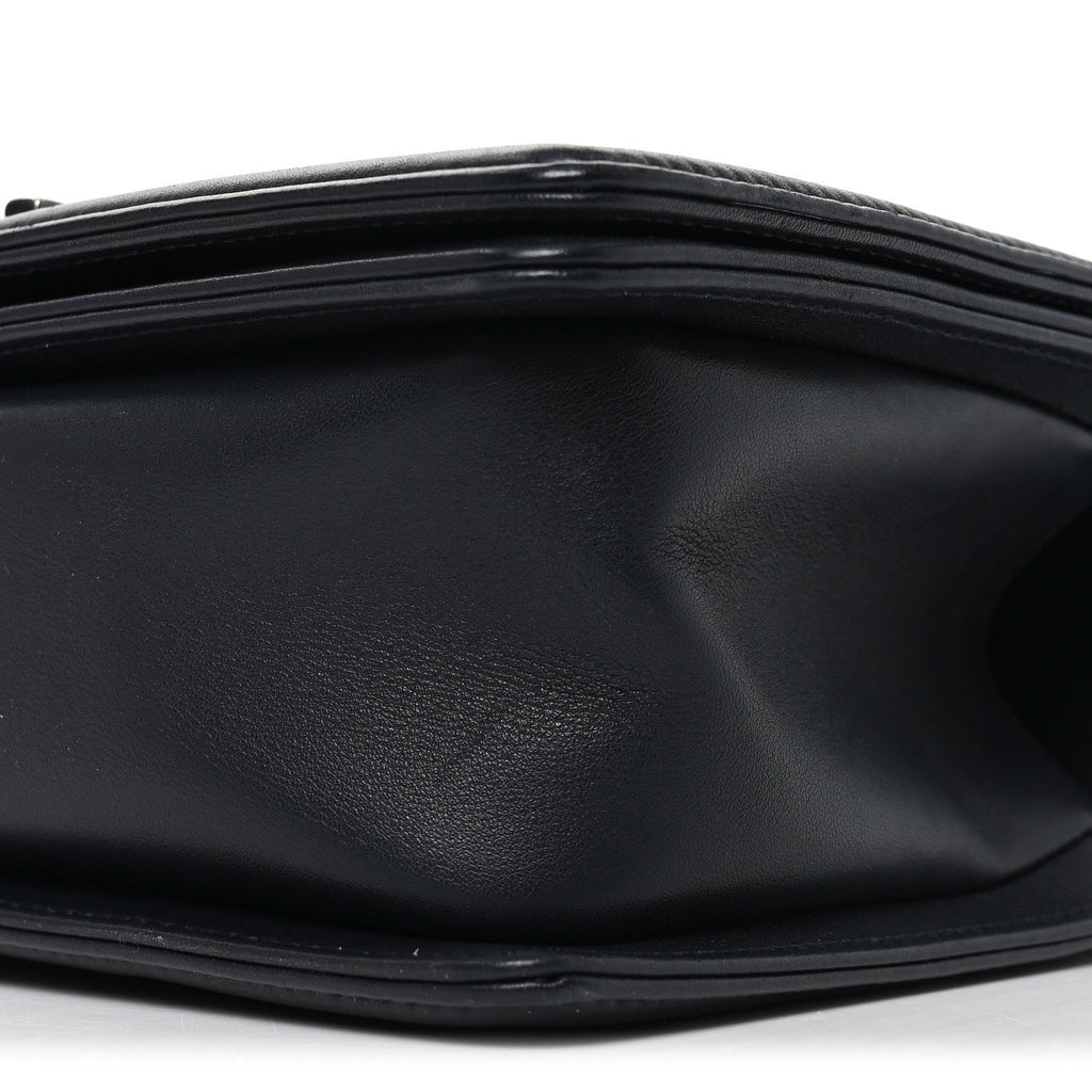 Lambskin Chevron Quilted Medium Boy Flap Black