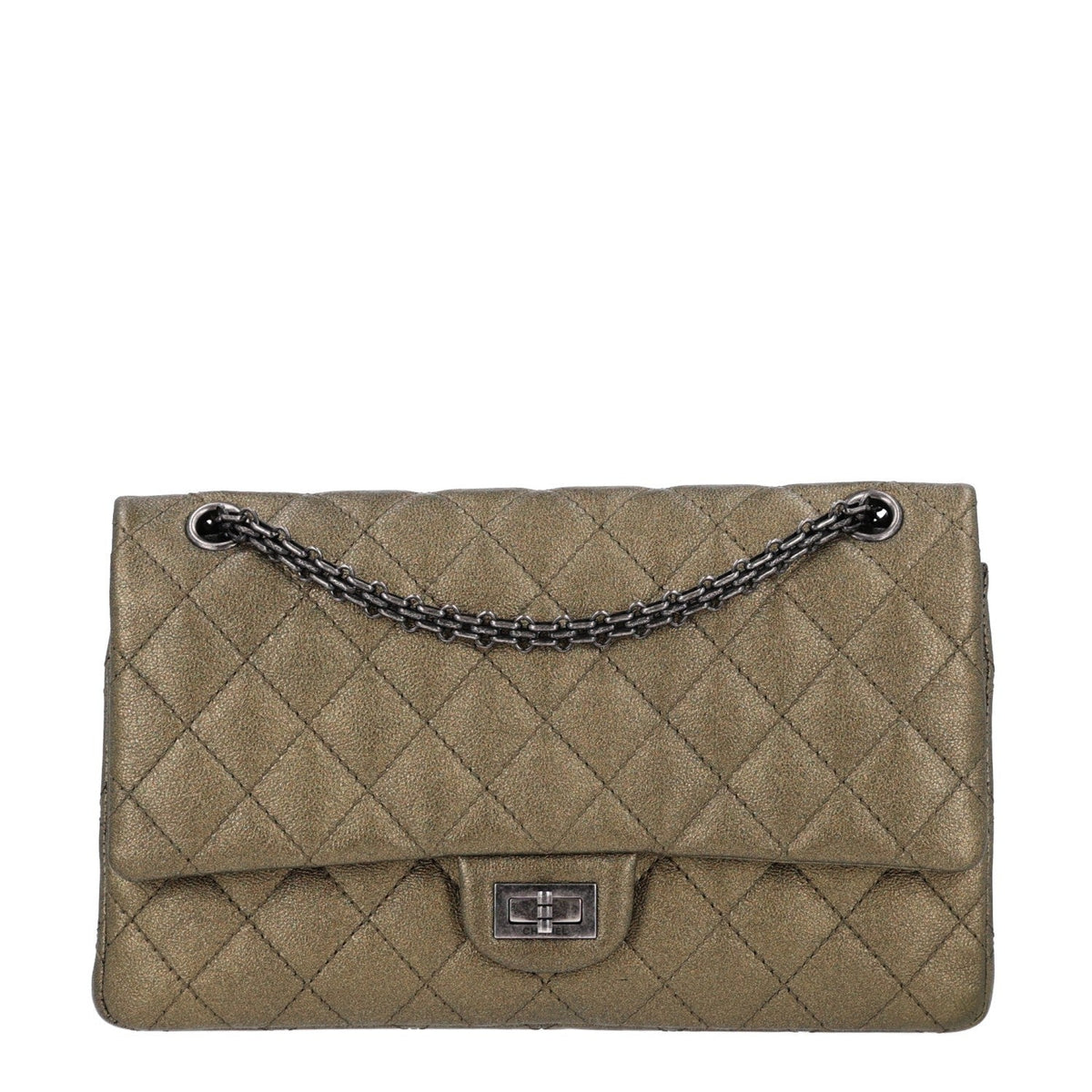 Metallic Calfskin Quilted 2.55 Reissue 226 Flap Green