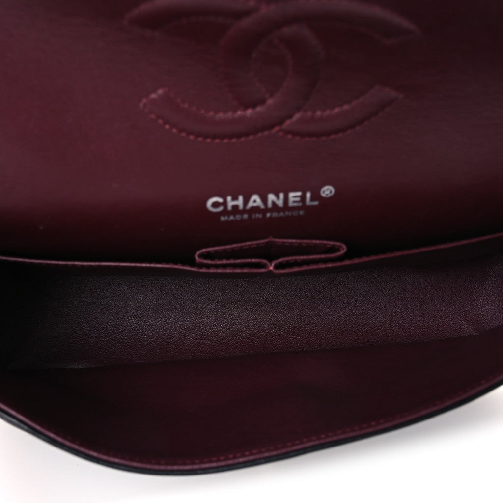 Lambskin Quilted Medium Double Flap Black Black