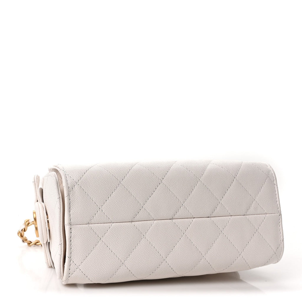 Caviar Quilted Mini Chanel 25 Handbag White