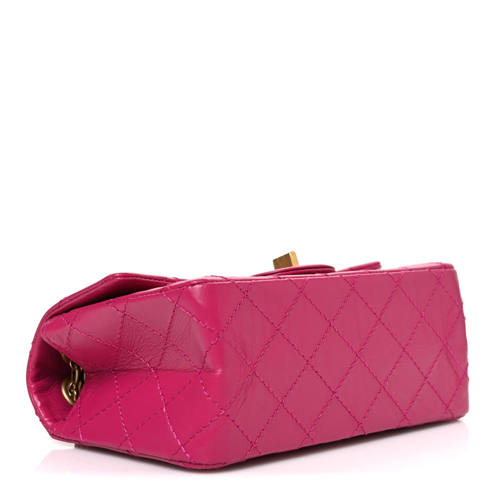 Aged Calfskin Quilted 2.55 Reissue Mini Flap Fuchsia
