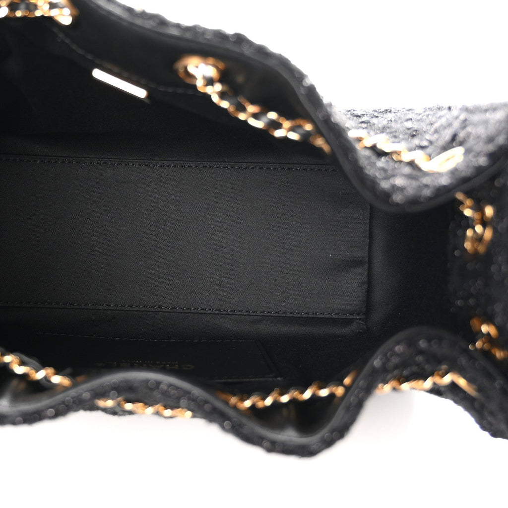 Tweed Quilted Mini Chanel 25 Handbag Black