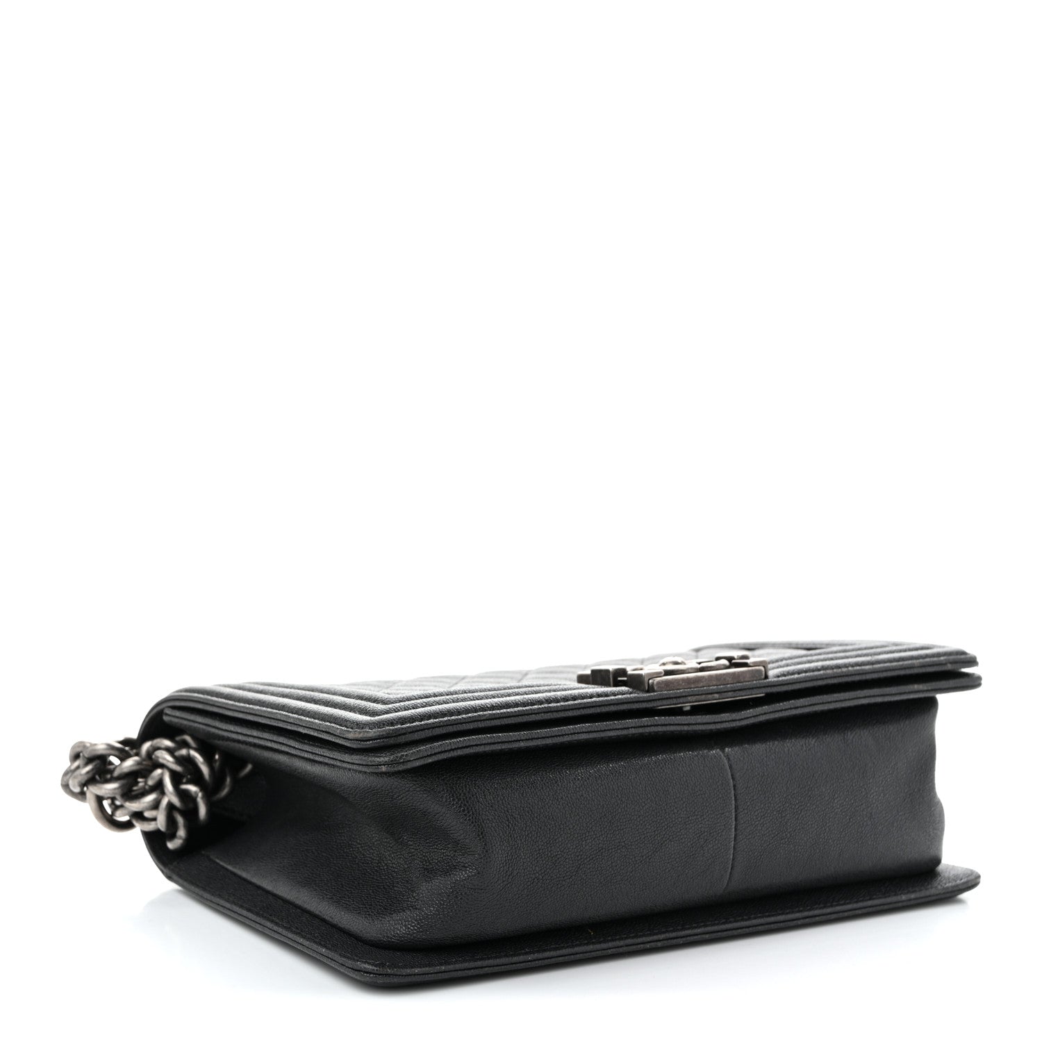 Caviar Quilted Medium Boy Flap Dark Grey