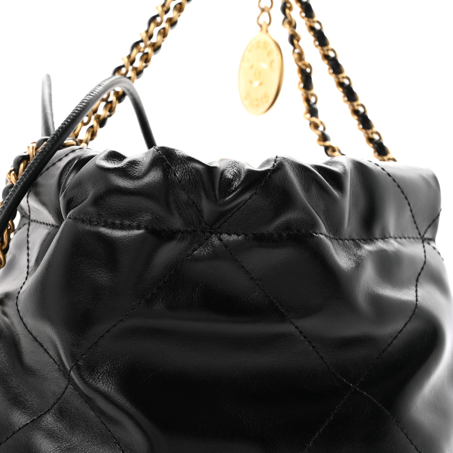 Shiny Calfskin Quilted Mini Chanel 22 Black