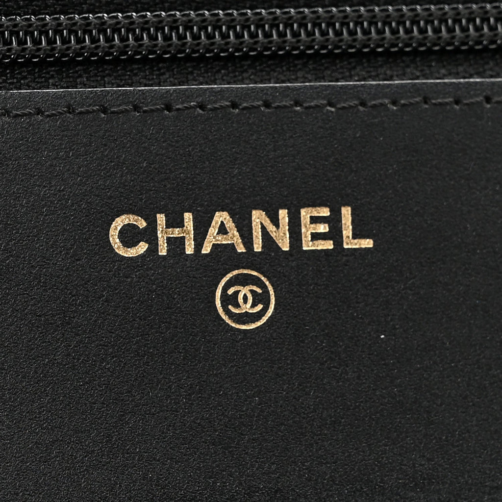 Caviar Chevron Quilted Boy Wallet On Chain WOC Black