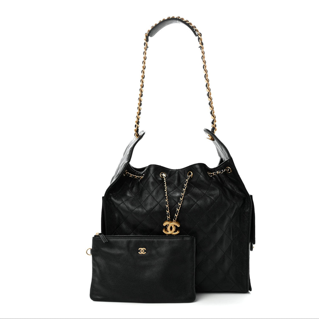 Caviar Quilted Medium Chanel 25 Handbag Black