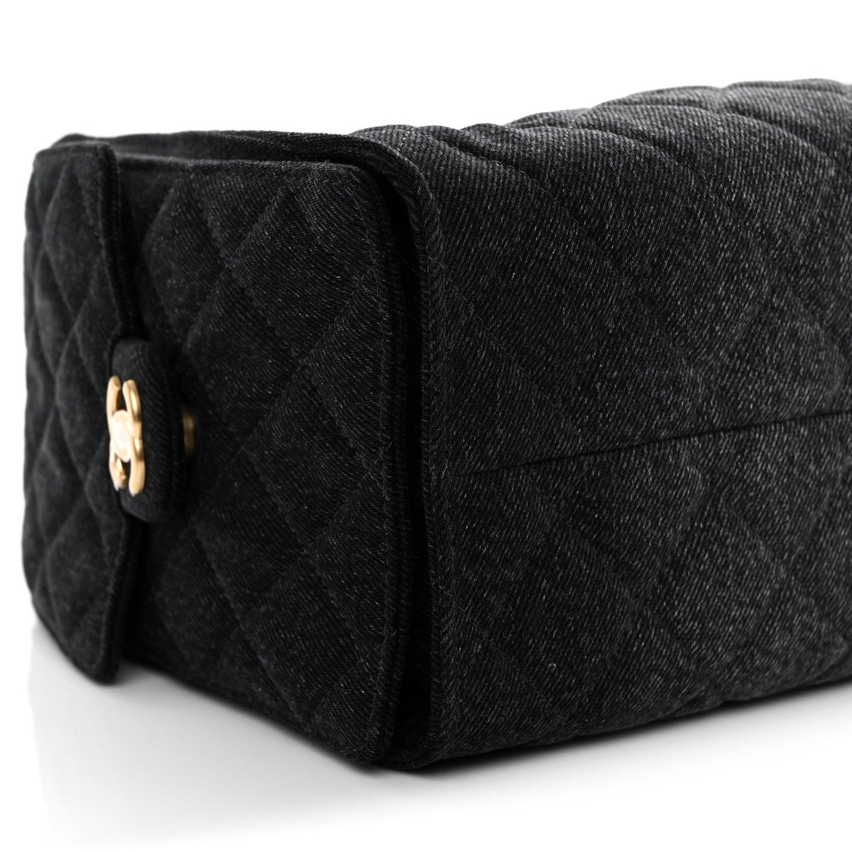Washed Denim Quilted Small Chanel 25 Handbag Black
