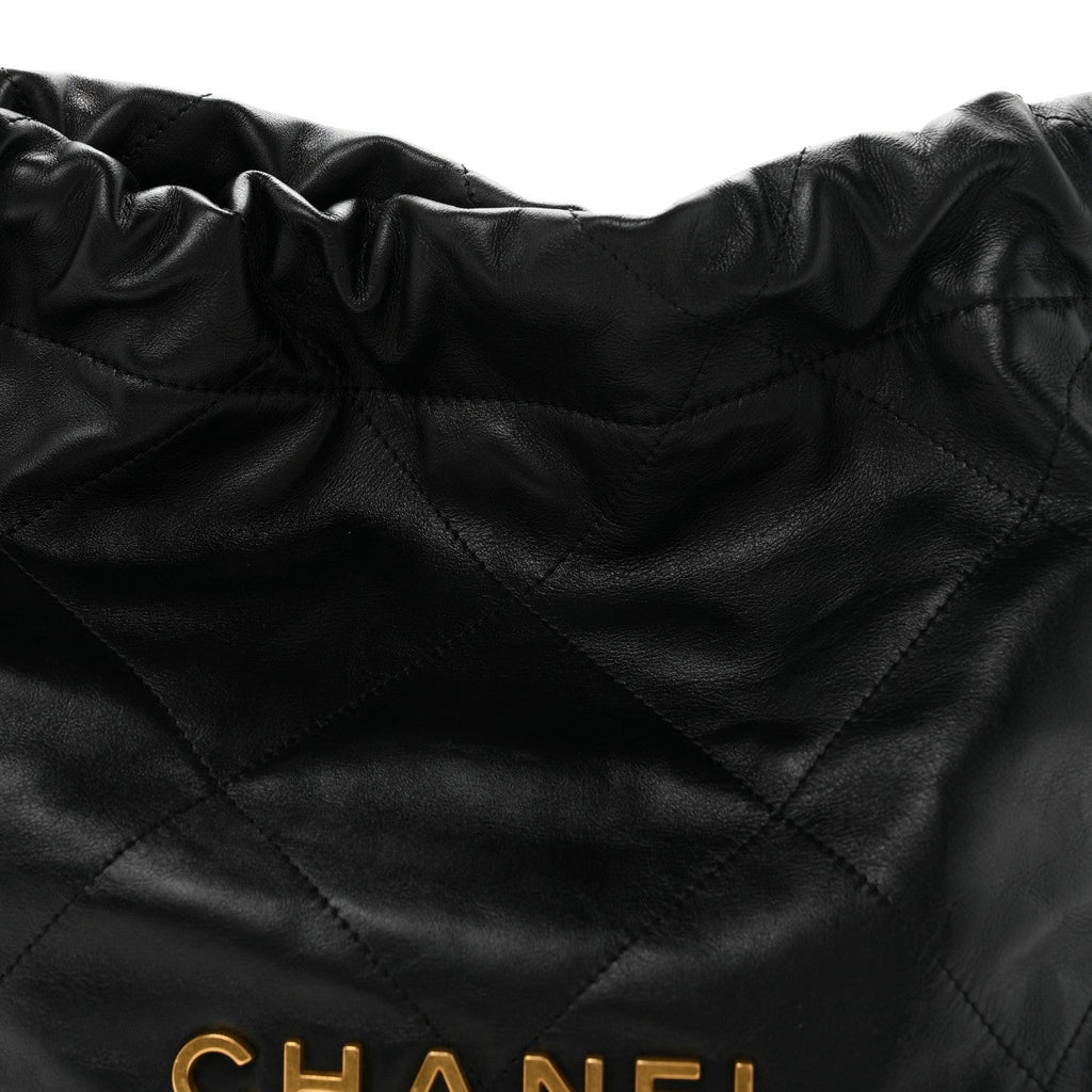 Shiny Calfskin Quilted Small Chanel 22 Black