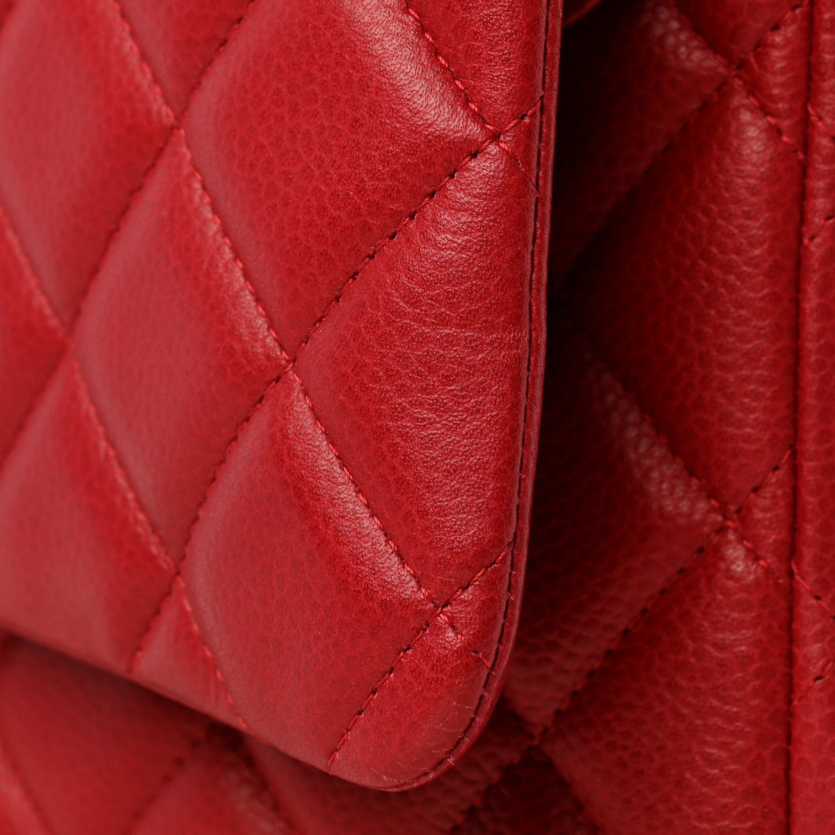 Caviar Quilted Maxi Double Flap Dark Red