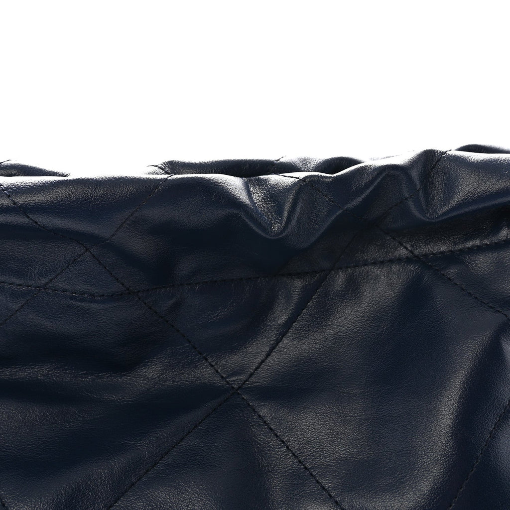 Shiny Calfskin Quilted Small Chanel 22 Navy