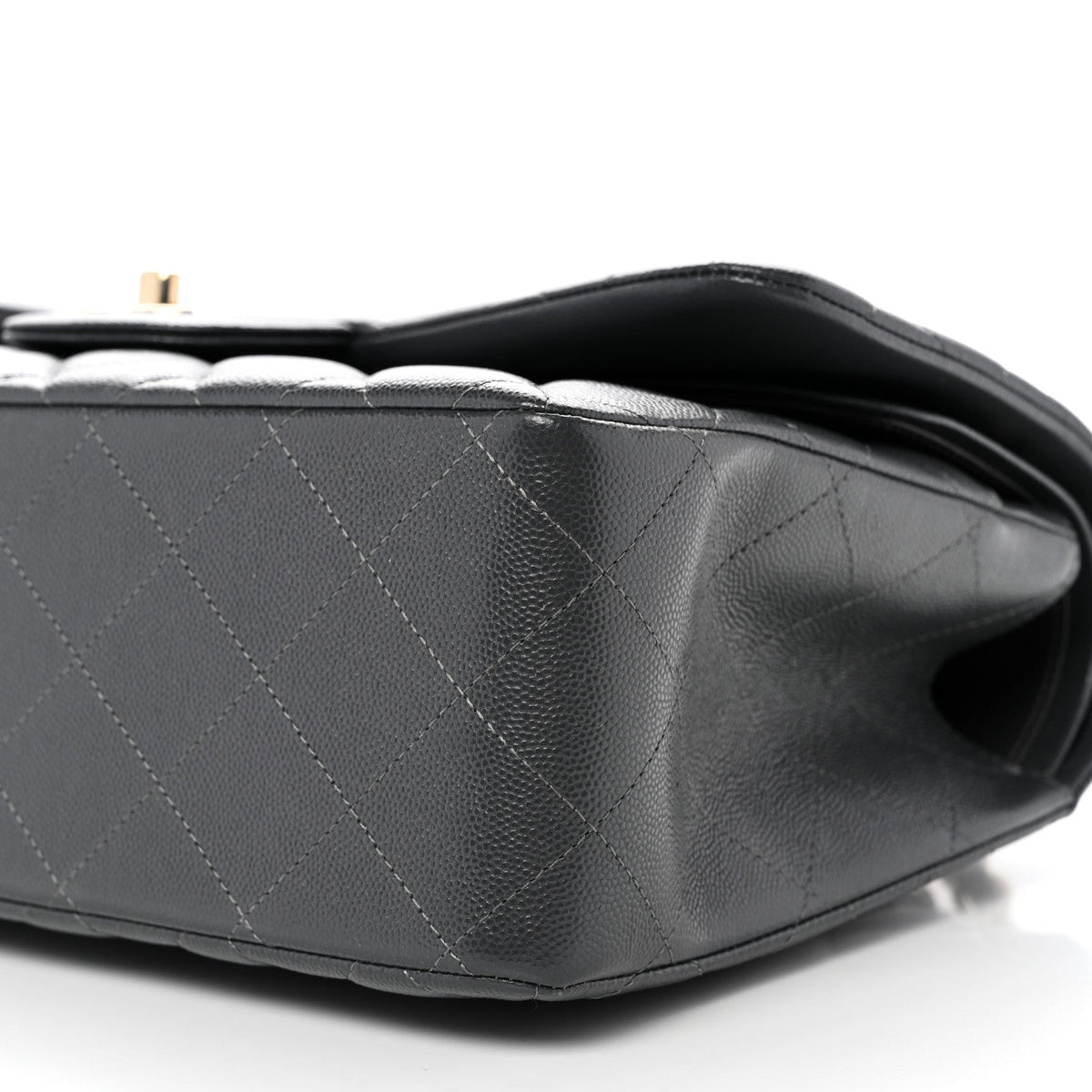 Caviar Quilted Jumbo Double Flap Dark Grey