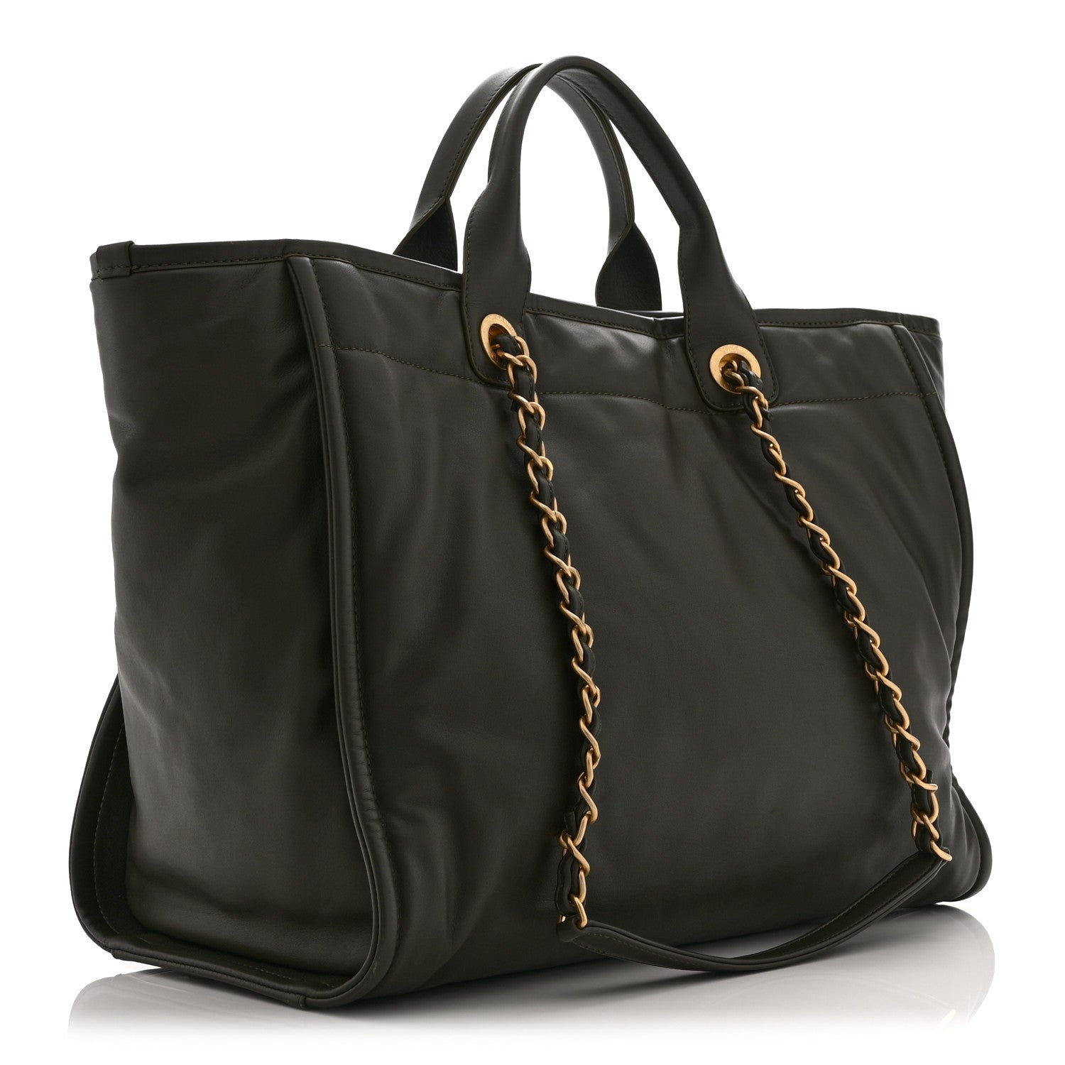 Calfskin Embossed Medium Deauville Tote Khaki