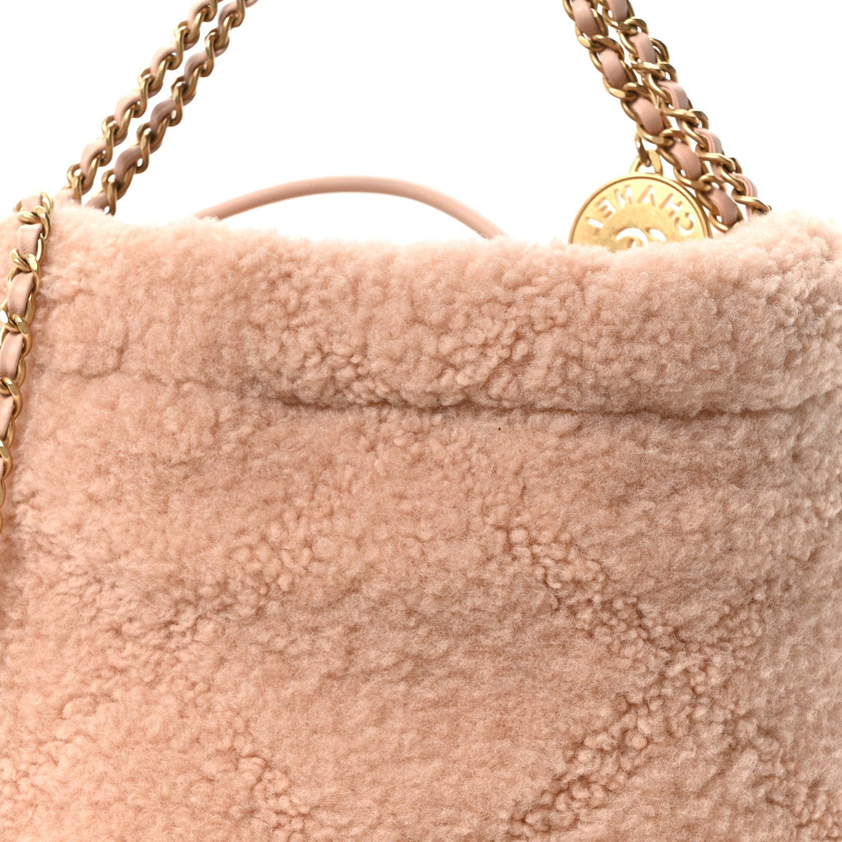Shearling Quilted Mini Chanel 22 Light Pink