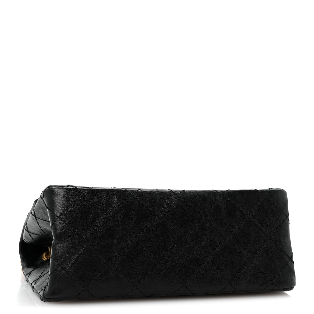 Aged Calfskin Quilted 2.55 Reissue Mini Flap Black