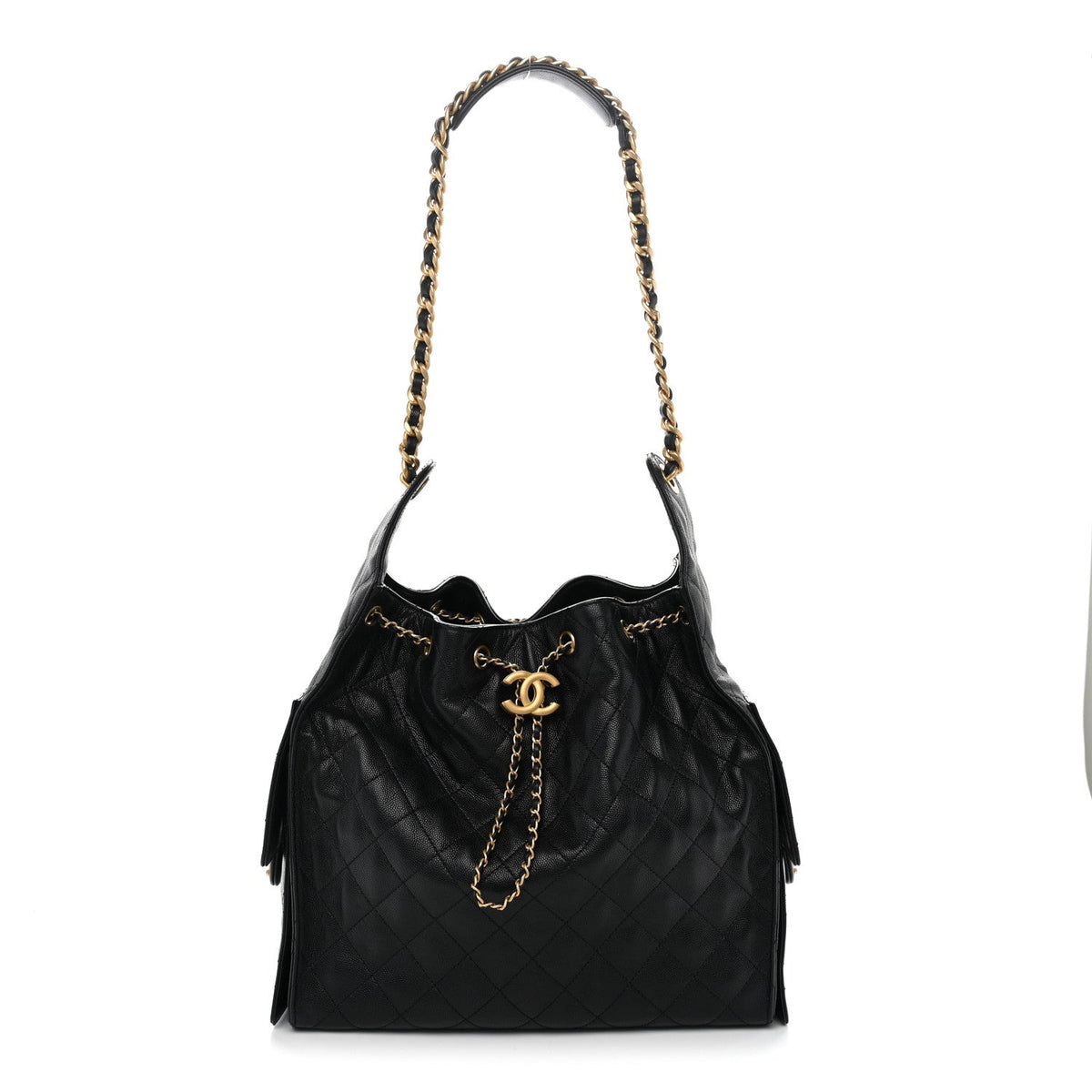 Caviar Quilted Medium Chanel 25 Handbag Black