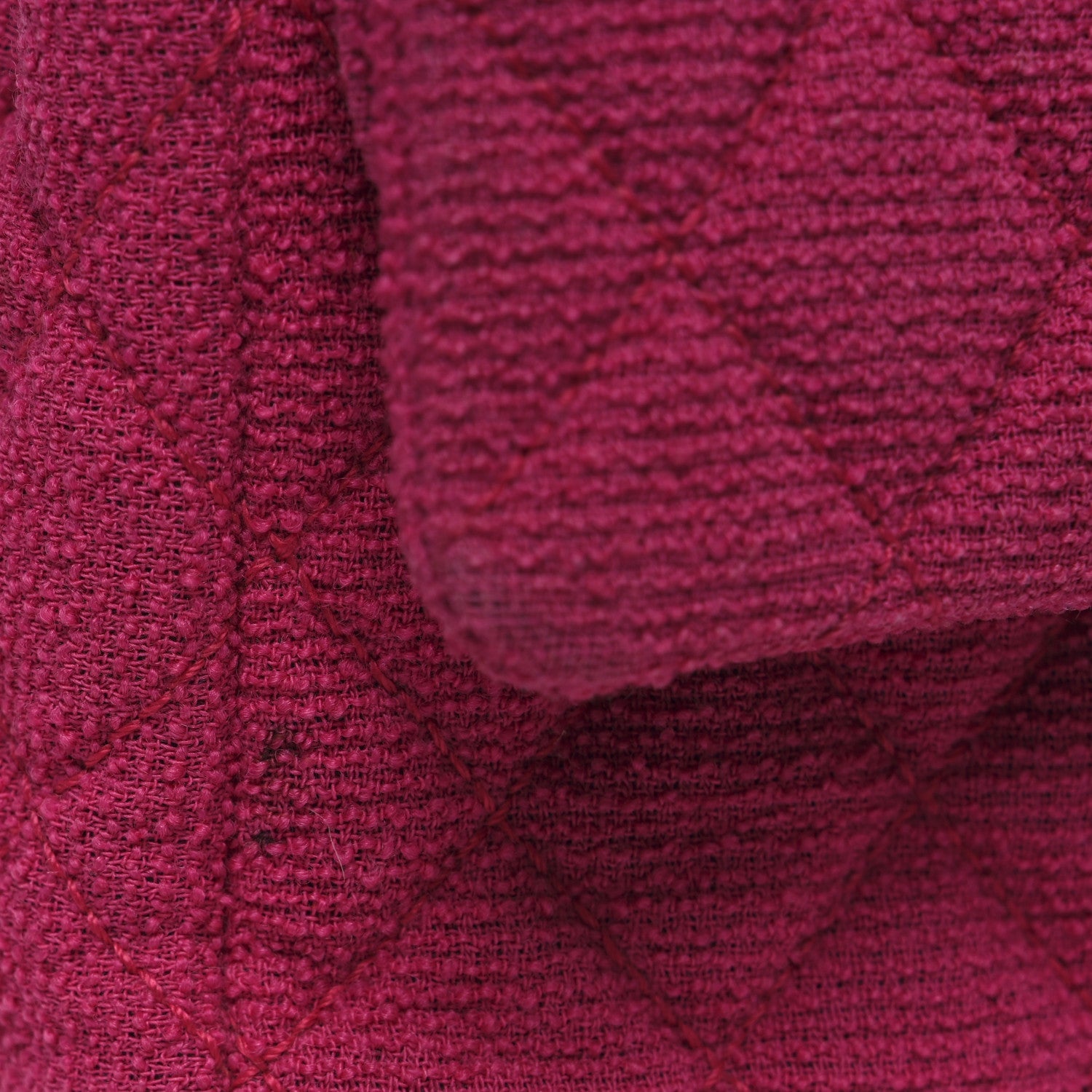 Tweed Quilted Medium Double Flap Fuchsia