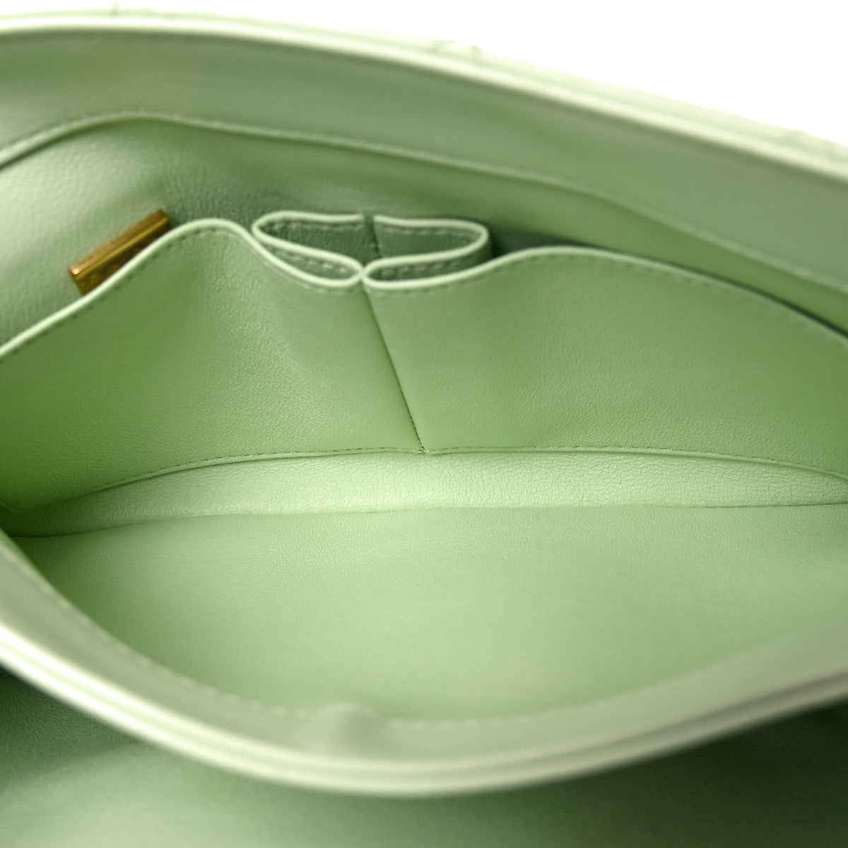 Lambskin Quilted Small Trendy CC Flap Dual Handle Bag Light Green