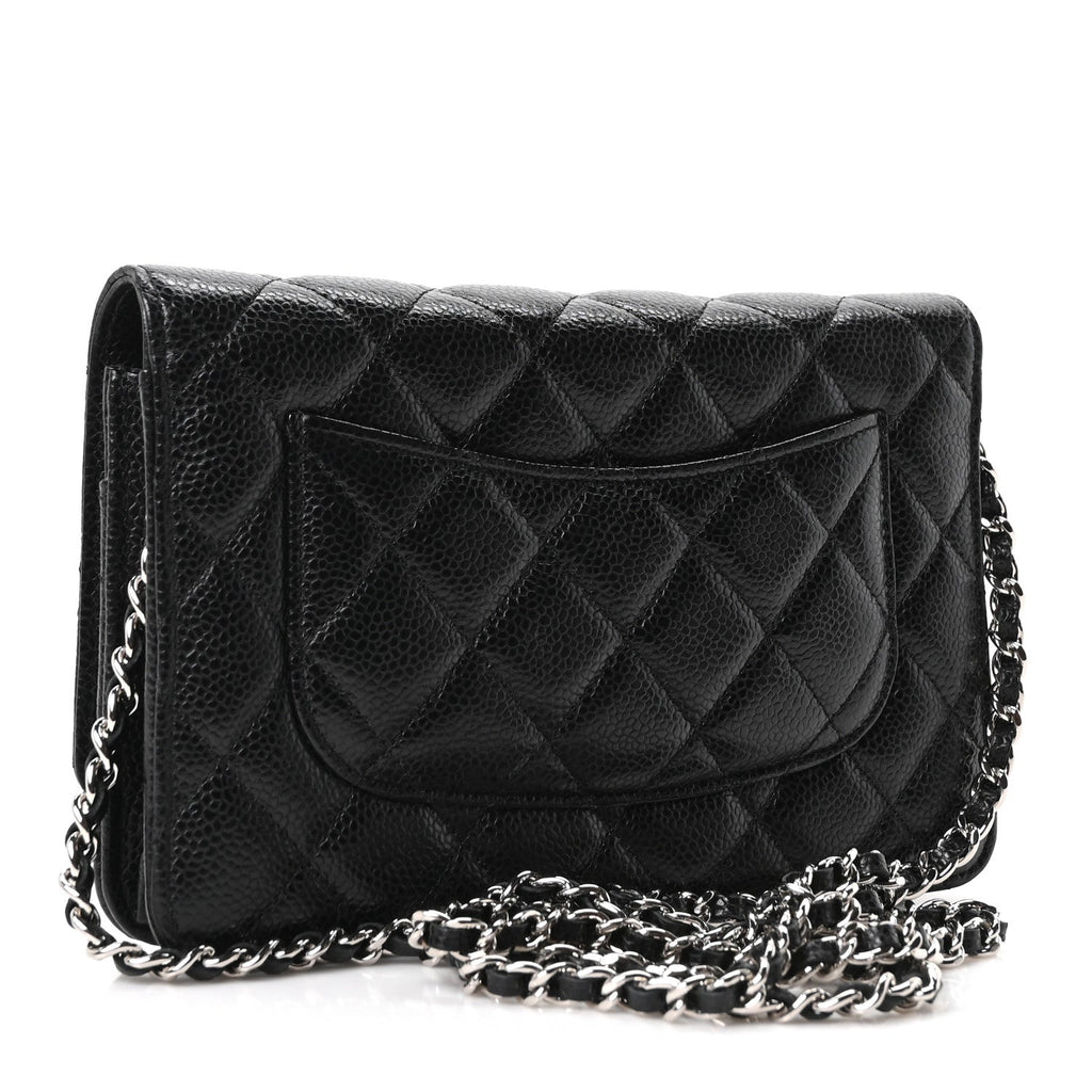 Caviar Quilted Wallet on Chain WOC Black