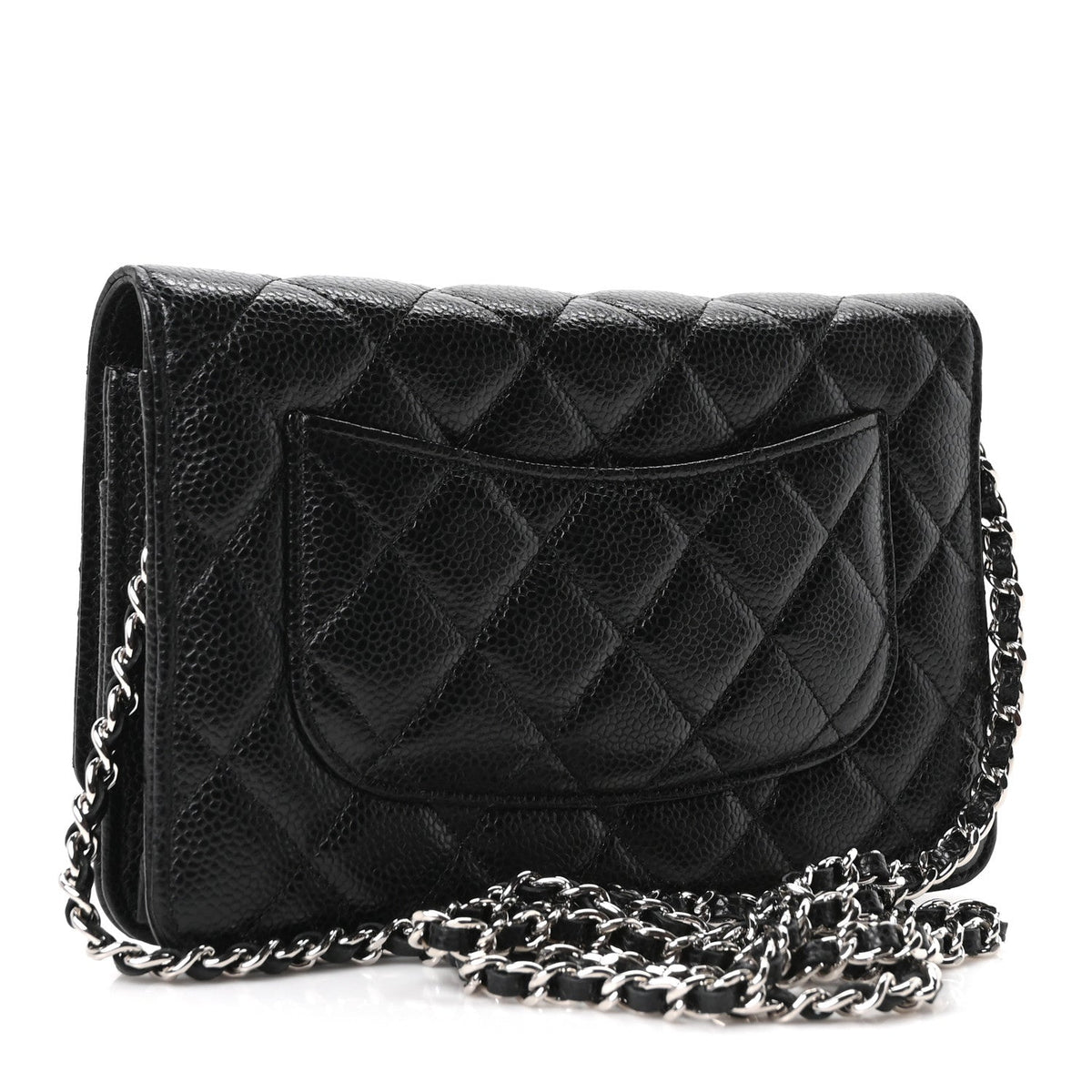 Caviar Quilted Wallet on Chain WOC Black