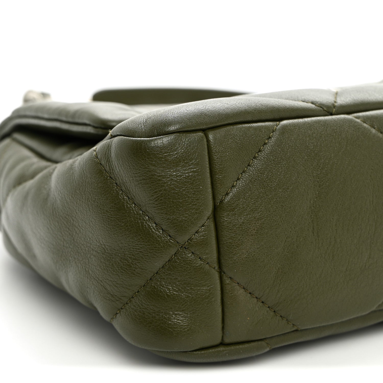 Lambskin Quilted Medium Chanel 19 Flap Khaki