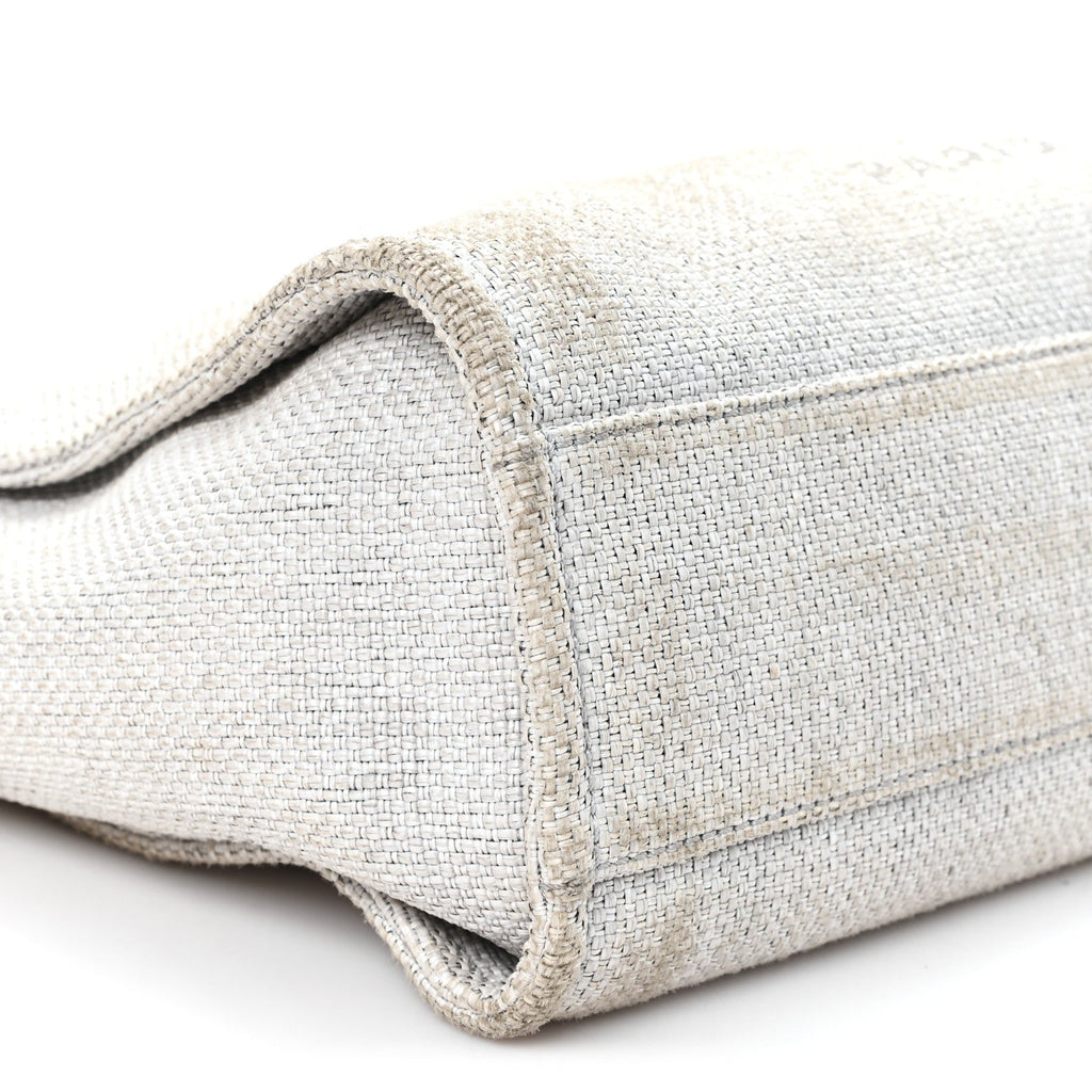 Woven Straw Raffia Small Deauville Tote Grey
