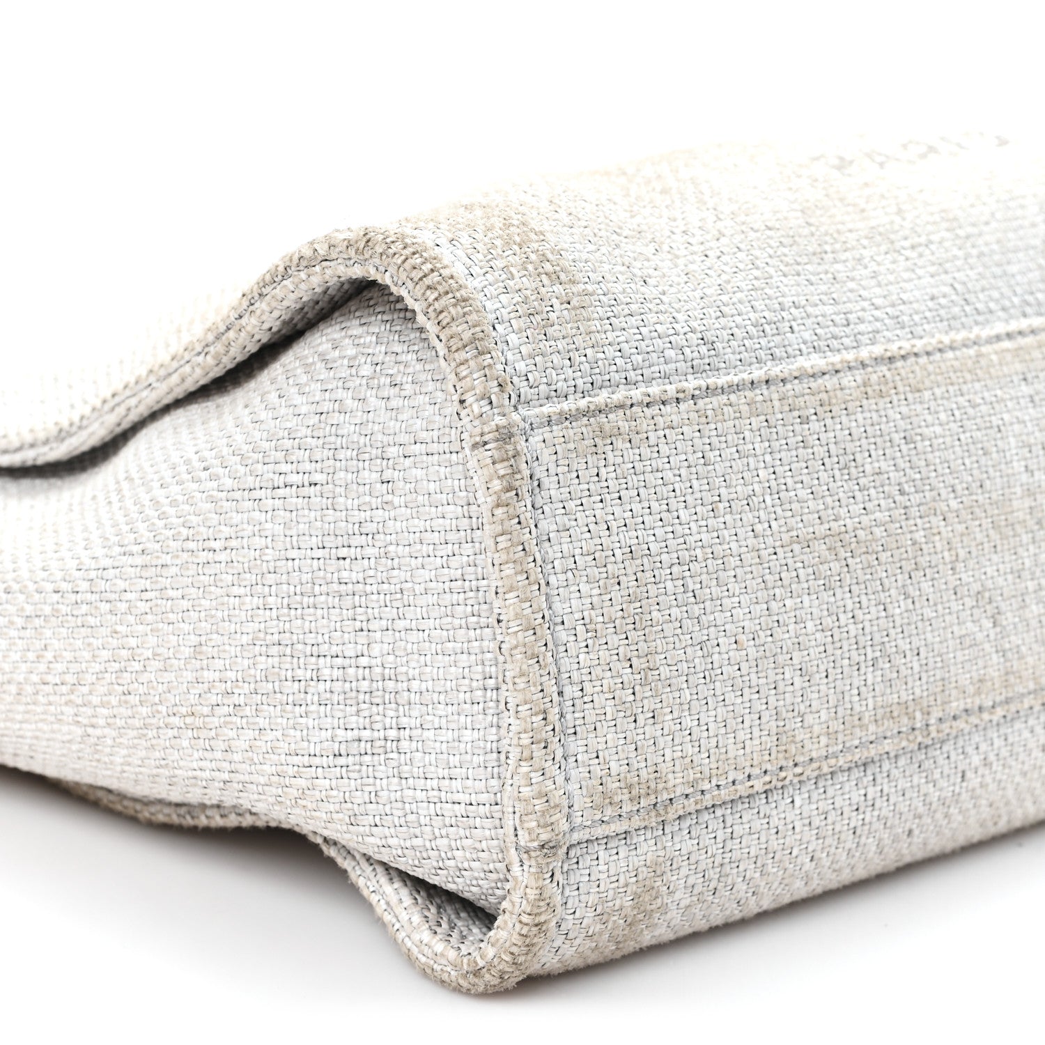 Woven Straw Raffia Small Deauville Tote Grey