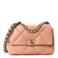 Lambskin Quilted Medium Chanel 19 Flap Beige