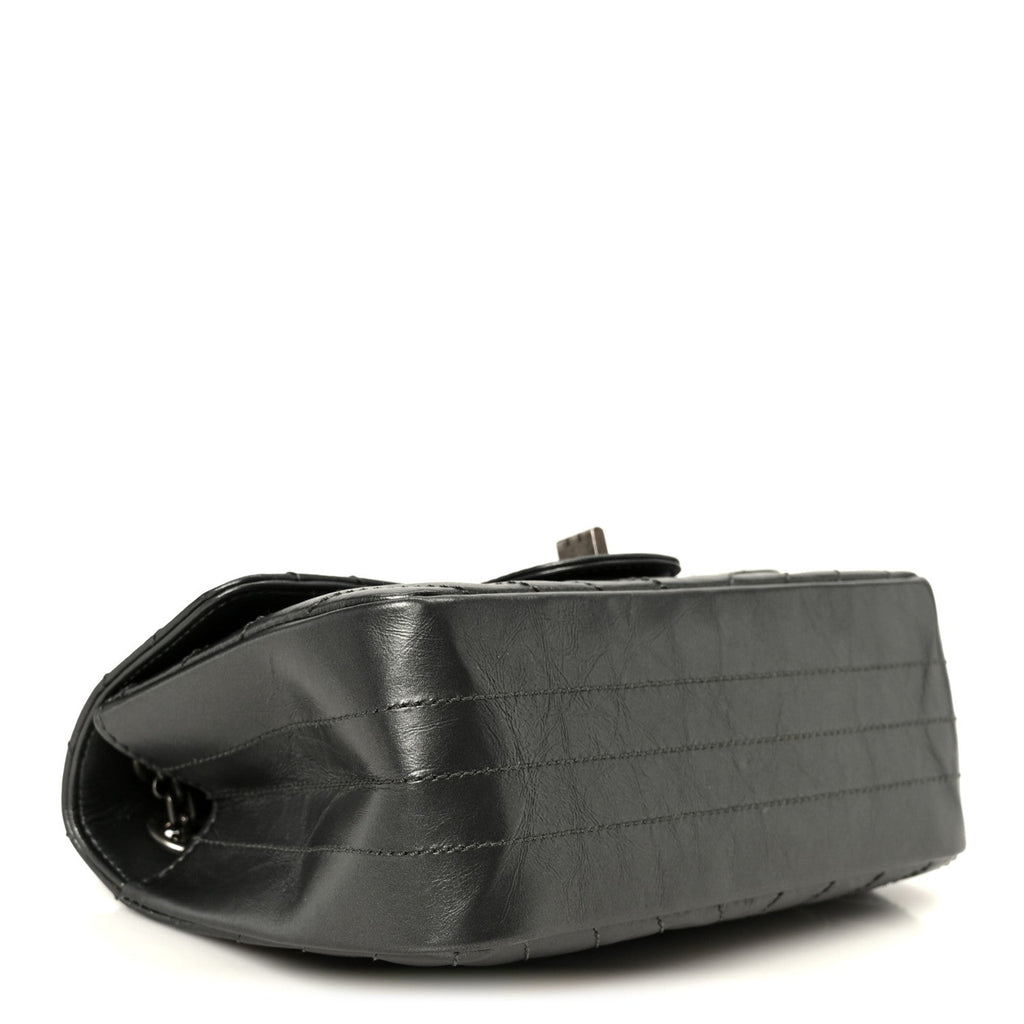 Metallic Aged Calfskin Chevron Quilted 2.55 Reissue Mini Flap Grey
