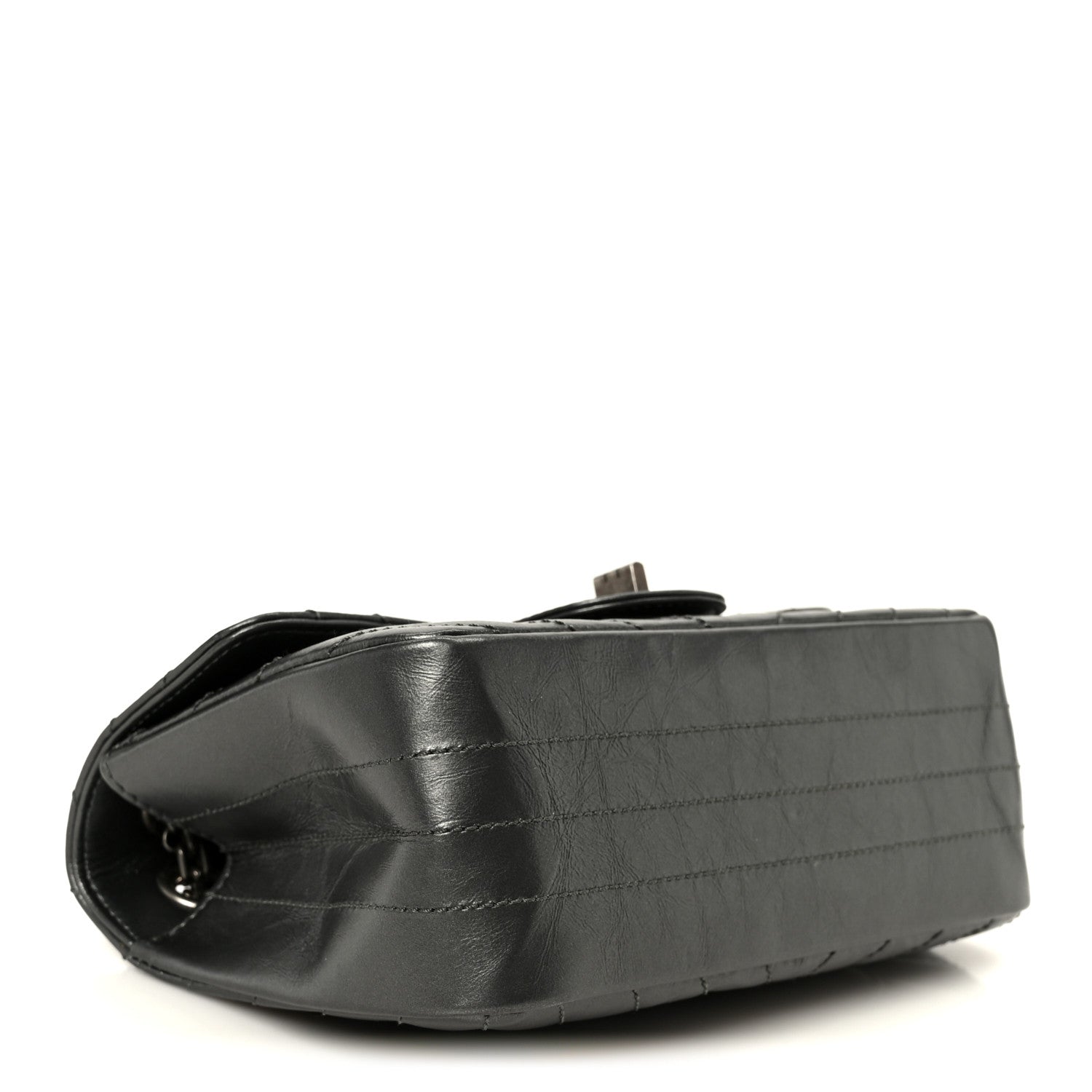 Metallic Aged Calfskin Chevron Quilted 2.55 Reissue Mini Flap Grey