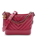 Aged Calfskin Chevron Quilted Small Gabrielle Hobo Dark Pink