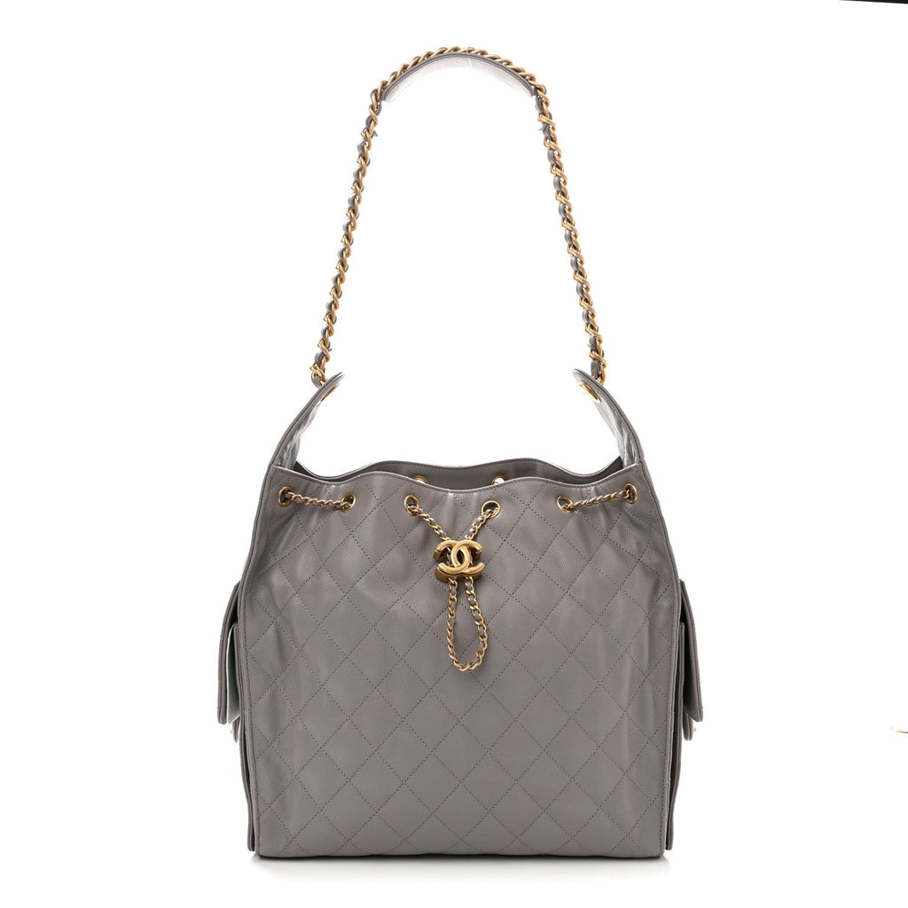 Caviar Quilted Medium Chanel 25 Handbag Dark Grey