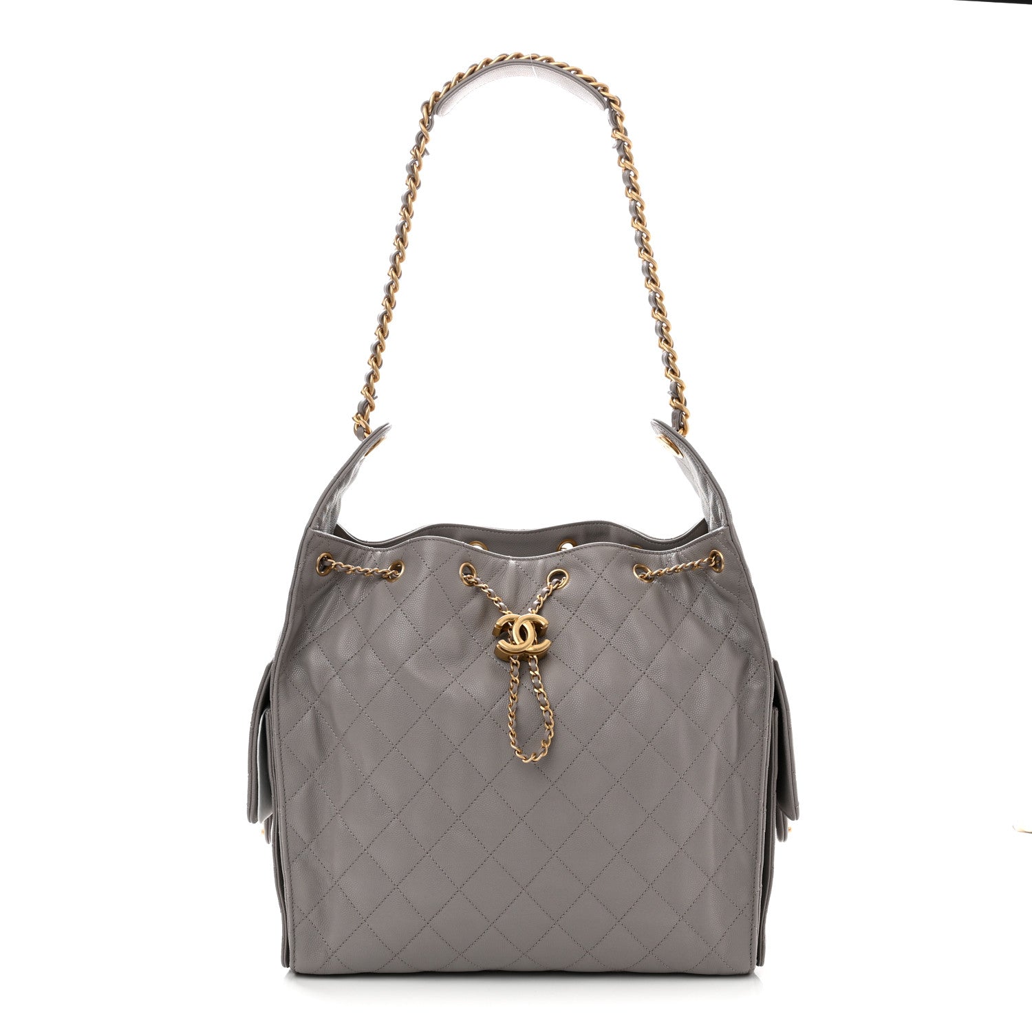 Caviar Quilted Medium Chanel 25 Handbag Dark Grey