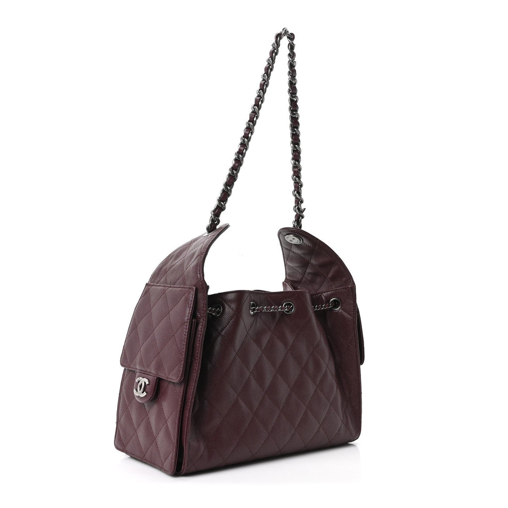 Caviar Quilted Small Chanel 25 Handbag Dark Burgundy