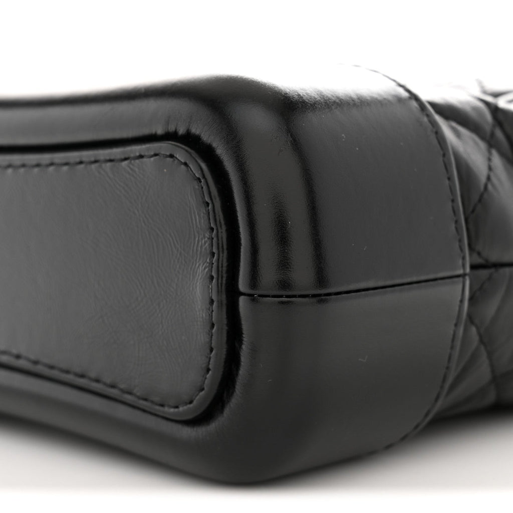 Aged Calfskin Quilted Small Gabrielle Logo Hobo Black