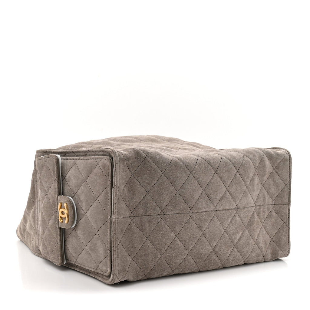 Suede Quilted Medium Chanel 25 Handbag Dark Grey