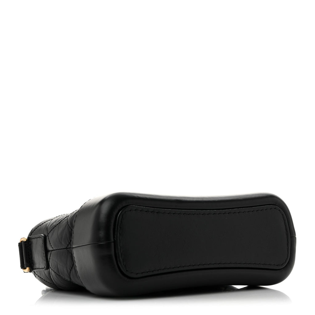 Aged Calfskin Quilted Small Gabrielle Hobo Black