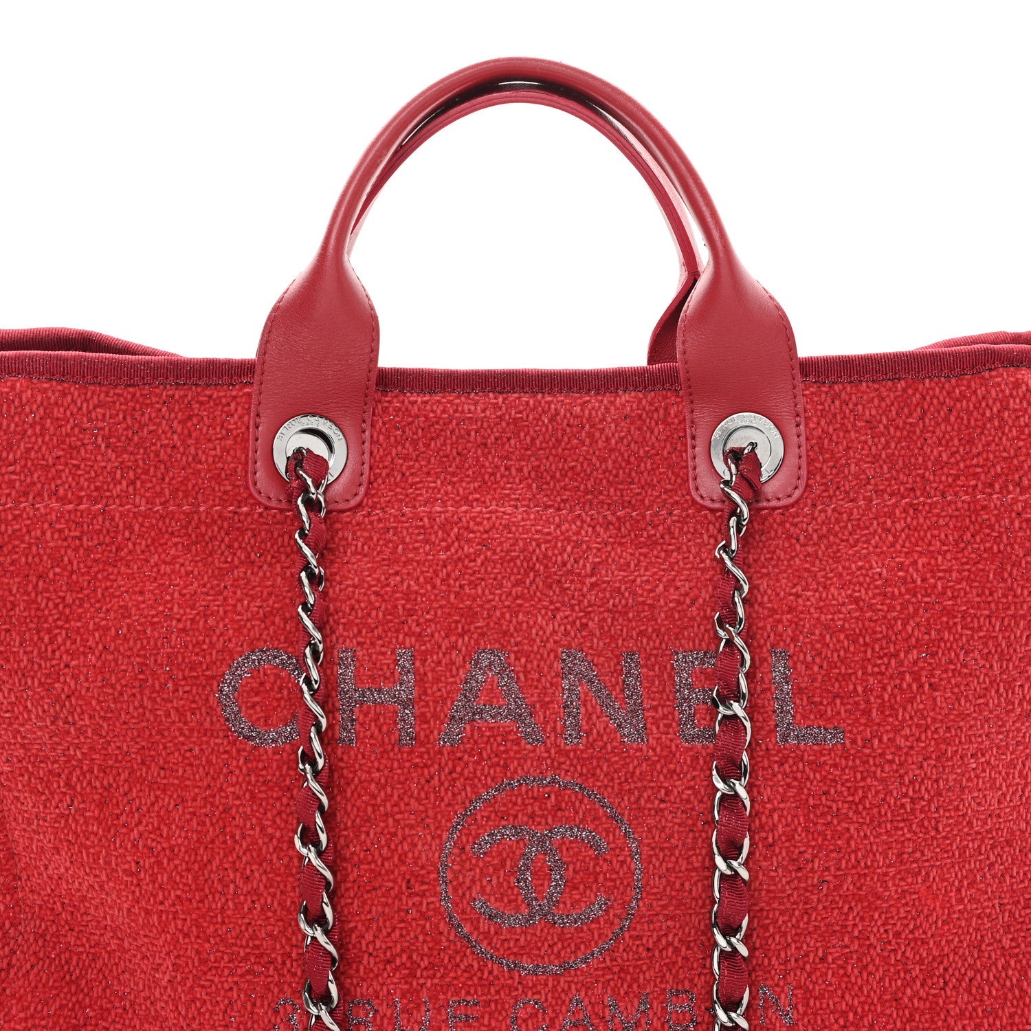 Lurex Boucle Medium Deauville Tote Red