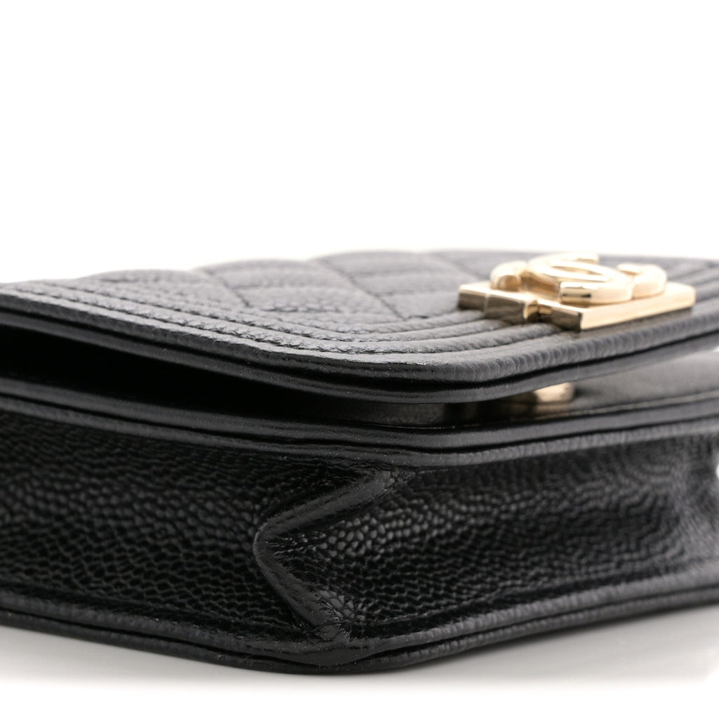 Caviar Quilted Boy Flap Waist Belt Bag Black