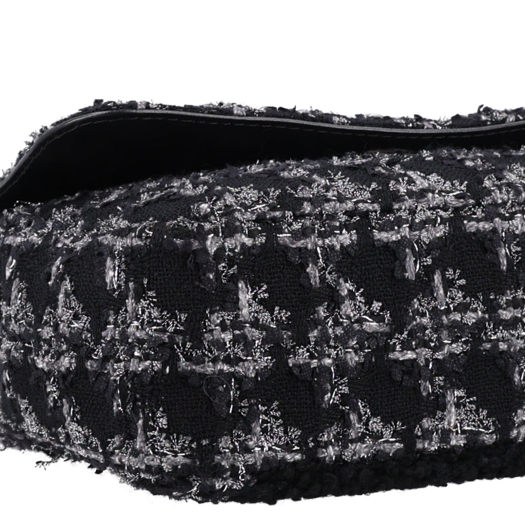 Shearling Tweed Medium Handle Boy Flap Black Grey