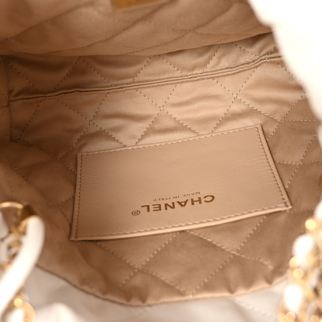 Shiny Calfskin Quilted Mini Chanel 22 White