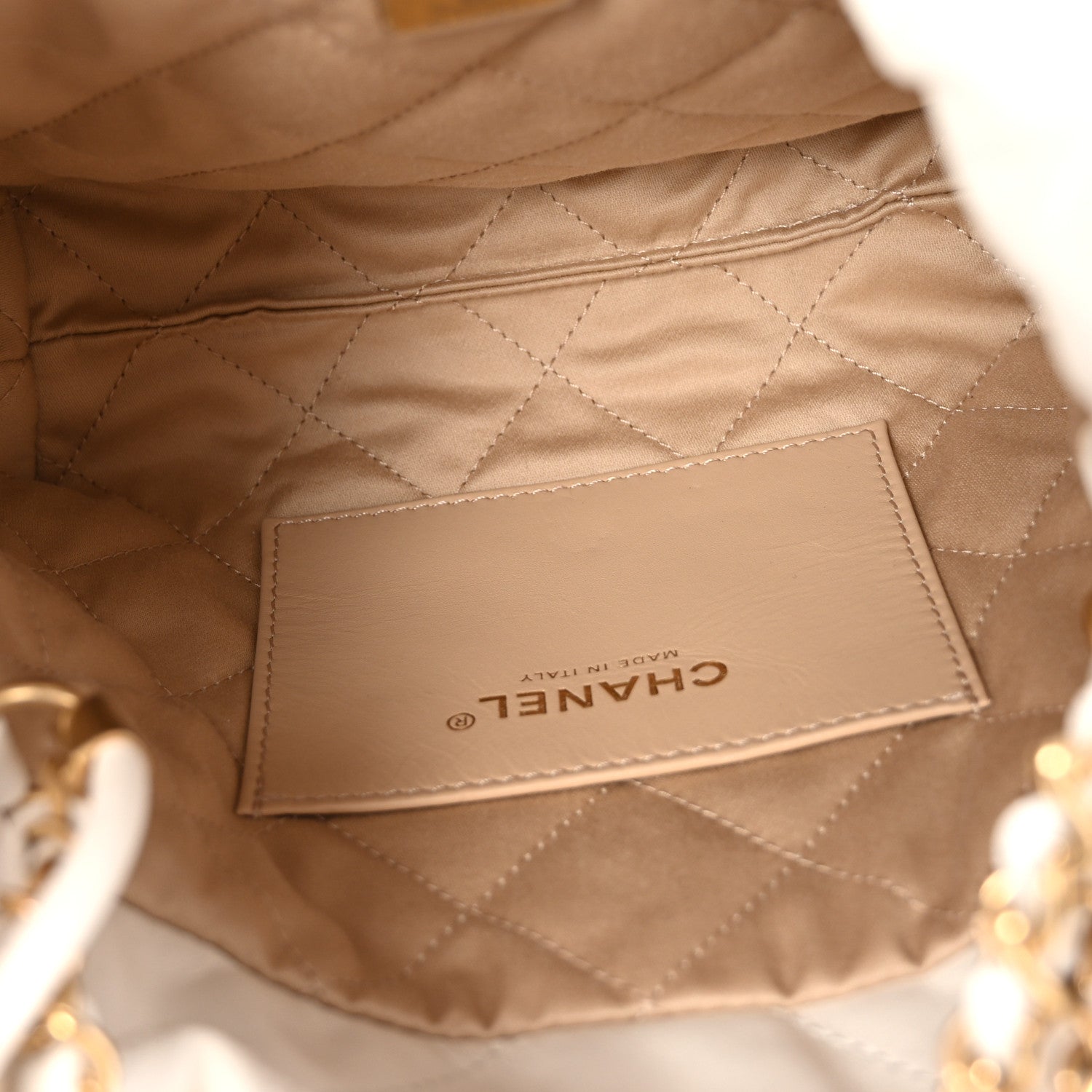 Shiny Calfskin Quilted Mini Chanel 22 White