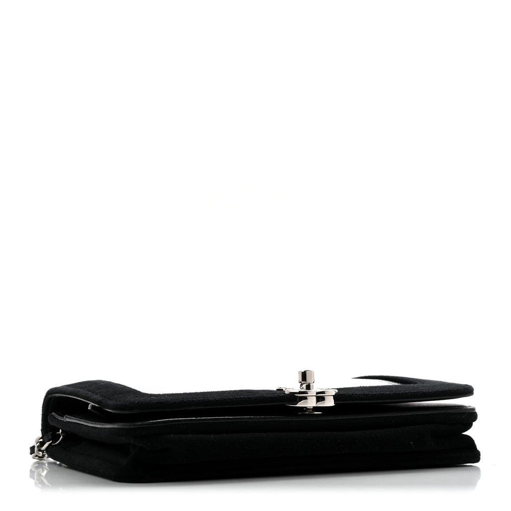 Velvet Mirror Embellished Boy Wallet On Chain WOC Argent
