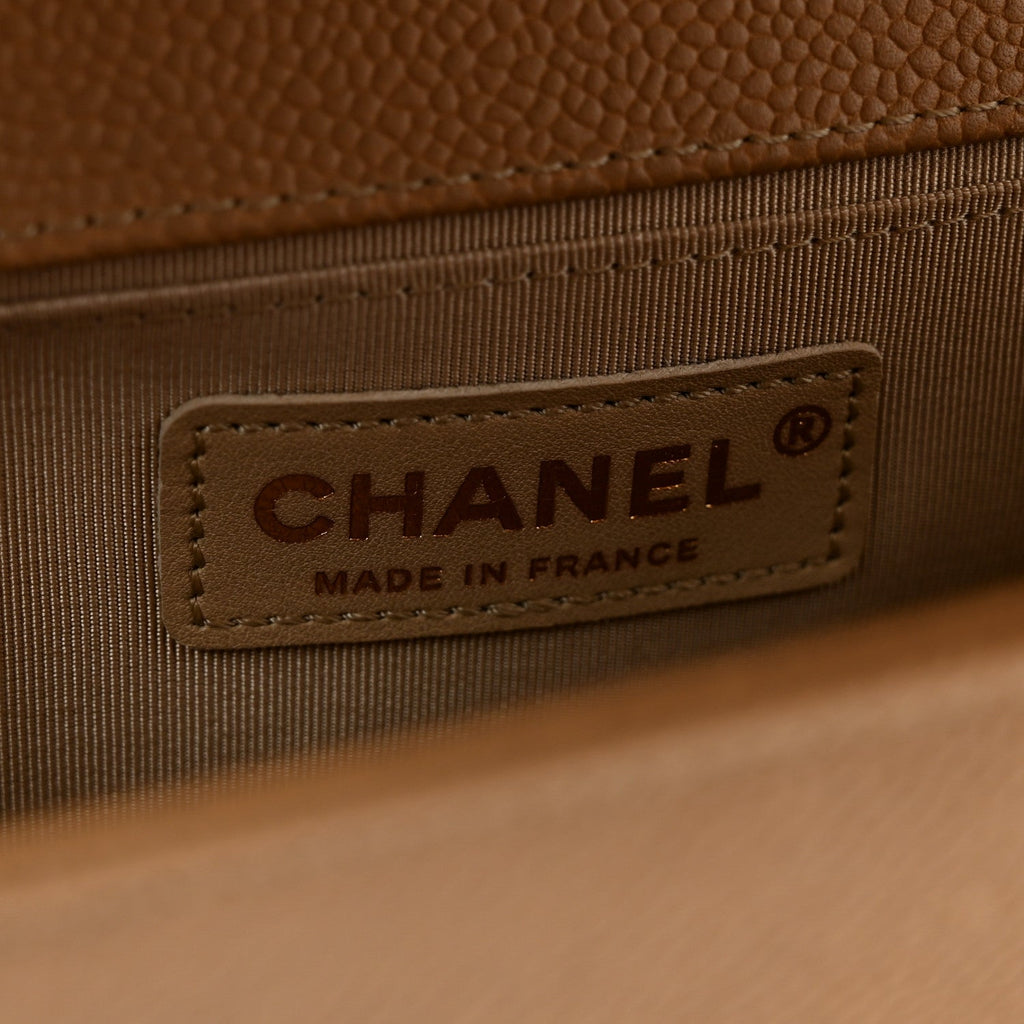 Calfskin Tweed Medium Boy Flap Dark Beige